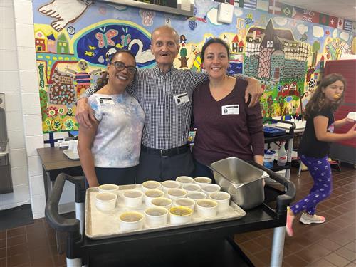 Group serving soup